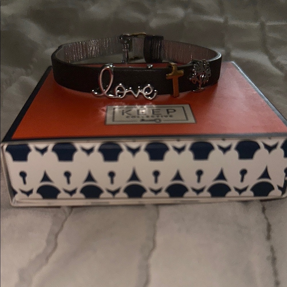 Keep Collective Brown Leather Bracelet with Charms